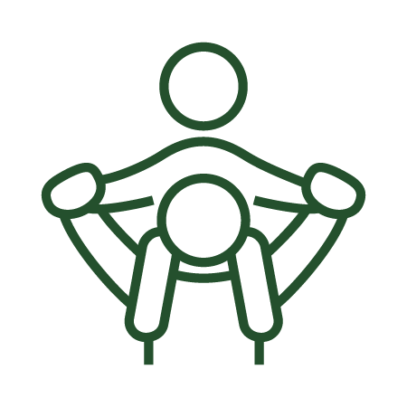 Icon showing parent with child on their shoulders